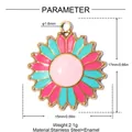 Detail shot of enamel sunflower pendant showing 17mm size and stainless steel material - Colorful Enamel Sunflower (YK674)
