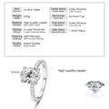 Eleganter silberner geometrischer CZ-Ehering mit einem großen 8x10mm quadratischen Zirkonia - US Größe 4.5 / Klassischer Diamantring-Stil / Silber
