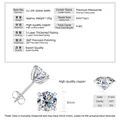 Especificaciones detalladas de pendientes de moissanita con primer plano del corte 3EX - Estilo de Cuatro Garras de Moda / 2 ct / Plateado