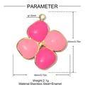 Detailed measurements for pink enamel clover flower pendant crafted in stainless steel - Pink Colorblock Four-Leaf Clover (YK675-1)