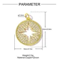 Sparkling gold plated copper circle star pendant with micro paved cubic zircon stones - Star Disc Shape (VK237)