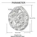 Detail view of textured stainless steel pendant with size and weight measurements - Irregular Texture Ring (YK560)