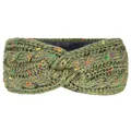 Détail du bandeau tricoté vert avec mouchetures colorées et doublure polaire chaude - Vert Armée avec Taches Arc-en-ciel