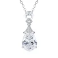 Collana con pendente a goccia di sirena in moissanite con pietra ovale lucida - Collana Lacrime di Sirena / Argento