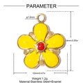 Detailed dimensions and specifications of the yellow enamel five-petal flower pendant - Yellow Red Enamel Five-Petal Flower (YK676-2)