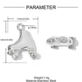 Detailed size specifications of silver stainless steel roller skate charm - Roller Skate Shape Pendant (YK563)