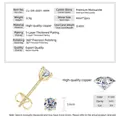 Especificaciones de pendientes de moissanita de 4 mm con parámetros de piedra - Estilo de Cuatro Garras de Moda / 0.3 ct / Dorado