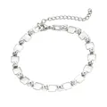 Elegantessilbernes geometrisches Armband mit funkelnden quadratischen Moissanit-Steinen - Geometrischer Moissanit-Spleiß (Weißgold) / Silber