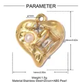 Detaillierte Ansicht des Goldherz-Anhängers mit Maßen, Material und Gewichtsangaben - Gehämmertes Herz Perle Zirkonia Stil (YK609)