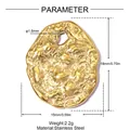 Handmade irregular gold stainless steel textured coin pendant for DIY jewelry making - Lava Texture Irregular Round (YK572) / 1 Piece