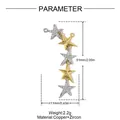 Detailed view of the copper and zircon star pendant with size parameters and weight - Star Tassel Bi-color Style (VK130)