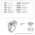 Eleganter silberfarbener Weinblattring mit einem brillanten 2-Karat-Moissanit-Mittelstein - US 4.5 / Ranken-Stil / Silber