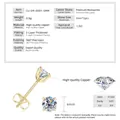 Vista detallada de pendientes de moissanita con engaste de 4 garras y especificaciones - Estilo de 4 Garras / 0.5 ct / Dorado