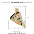 Detail view of pizza slice charm pendant with measurements and material specs - Pizza Slice Style (VK213) / 1 Piece (21x12mm)