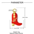 Vista dei parametri con dimensioni precise del ciondolo stivale da cowboy in smalto - Red Cowboy Boot (VK243-2)