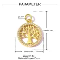 Detailed size measurements and material specs of gold Tree of Life copper zircon pendant - Gold Tree Of Life Style (VK228)