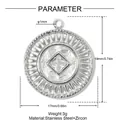 Detaillierte technische Parameter für einen runden Edelstahlanhänger mit Zirkonia-Inlay. - Runder Rauten Zirkonia Stil (YK611)