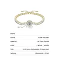 Elegantes, verstellbares 14-karätiges goldgefülltes Moissanit-Zuckerwürfel-Armband für Damen - Zuckerwürfel Tennisarmband (verstellbar) / 16.5-24cm verstellbar / Gold