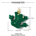 Detailed view of green enamel frog pendant with dimensions and copper material info - Frog Shape Style (VK214) / 1 Piece Pack (25x20mm)
