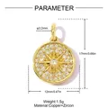 Detailed macro view of a copper zircon pendant with starburst pattern inlay - Compass Starburst Style (VK229)
