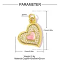 Detailed dimensions of the heart-shaped copper pendant with zircon and enamel inlay - Pink Rhinestone Heart Style (VK230-1)