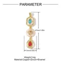 Detailed size diagram of the long tiered pendant with blue, pink, and red stones - Geometric Gemstone Three Layer Tassel Style (VK137)