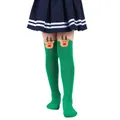 Close-up detail of children's green Christmas socks with cute 3D plush reindeer dolls - 7-12 Years Old / Green