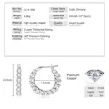 Dimensiones detalladas de los pendientes de aro bañados en oro 14k con circonitas 5A. - Huggie de Diamantes de Imitación Pavé / Tono de Oro Blanco
