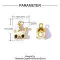 Detailed parameter view of baby stroller copper charm with dimensions and materials - White Enamel Stroller Style (VK231-1)