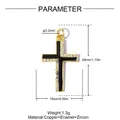 Squisito ciondolo a croce con smalto e zirconi, dimensioni 28x15mm, accessorio fai-da-te - Black Enamel Cross (VK244-3)