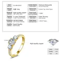 Κομψό δαχτυλίδι moissanite με τρεις πέτρες επιχρυσωμένο 14k με πολυτελή σχεδιασμό. - Μέγεθος 5 / Λαμπερό Στυλ / Χρυσό