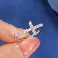 Elegant 14k gold filled cross ring featuring sparkling 1.75mm round zirconia stones for women - Size 5 / Individual Cross Style / Silver