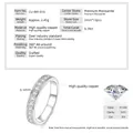 Detailliertes technisches Datenblatt für einen Moissanit-Halbe-Ewigkeitsring aus Premium-Kupfer - US Größe 4.5 / Modischer Halb-Eternity-Stil / Silber