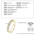 Detailtabelle des 14 Karat vergoldeten Moissanit-Rings mit Material- und Steinspezifikationen - US Größe 4.5 / Modischer Halb-Eternity-Stil / Gold
