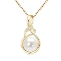 Elegante 14k Gold gefüllte Halskette mit Süßwasserperle und Moissanit-Akzenten - Gold
