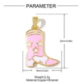 Especificación técnica detallada que muestra las dimensiones del colgante bota de esmalte rosa - Estilo Bota de Vaquero Rosa (VK065-1) / VK065-1