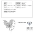 Verstellbarer funkelnder Schmetterlingsring mit Zirkonia-Pavé aus hochwertigem Kupfer - Größe 5 / Exquisiter Schmetterlingsring / Silber