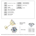 Κλασικά σκουλαρίκια moissanite 4 δοντιών 8mm 4,0ct συνολικό βάρος για άνδρες και γυναίκες - Σκουλαρίκια με Έξι Δόντια / 2 ct / Χρυσό