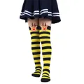 Yellow and black striped children's over the knee Christmas socks with reindeer plush doll - 7-12 Years Old / Black and Yellow Stripes