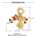 Gold-plated copper charm pendant featuring rose saxophone and musical notes design - Rose Note Instrument Style (VK128)