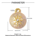 Detailed dimensions of stainless steel star pendant with enamel and rhinestone - Pale Pink Starburst (YK412-1)