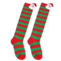 Detail of children Christmas socks with red and green stripes and Santa Claus doll - 7-12 Years Old / Red Green Striped Santa Style