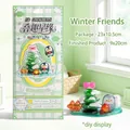 3D-Präge-Pinguin und Weihnachtsbaum DIY Aufkleber-Ornament-Set in grüner Verpackung - Winterfreunde