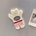 Adorable white bear magnetic bottle opener fridge magnet with pink checkered pattern - White