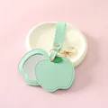 Mint green apple-shaped PU leather mirror keychain with gold hardware for bag accessory - Apple Green