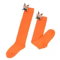 Orange children's Christmas knee-high socks with cute plush reindeer dolls - Kids (7-12 Years) / Solid Orange / Bow Reindeer