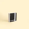 Compact square black PU leather sketchbook with STARIVER branding and elastic closure - 8x8cm / Black