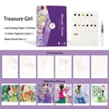 DIY watercolor painting kit for adults with 12-color pigment card and 6 line art sheets - Treasure Girl / 6 Sheets + 12 Colors + 1 Brush