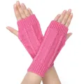 Winter warme rosa gestrickte fingerlose Handschuhe für Handynutzung Acryl Armstulpen - Einheitsgröße / Fuchsia