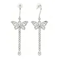 Close-up detail of sparkling butterfly tassel moissanite earrings for elegant women - Butterfly Tassel Style / Silver